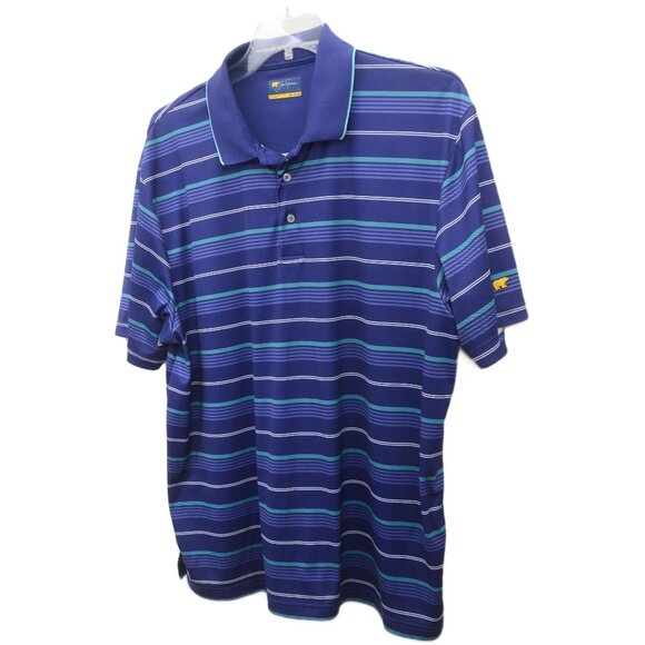 Jack Nicklaus Men's Size XXL Golf Strpied Polo Soft Twilight Blue UPF 50+ Moistu - Picture 2 of 6